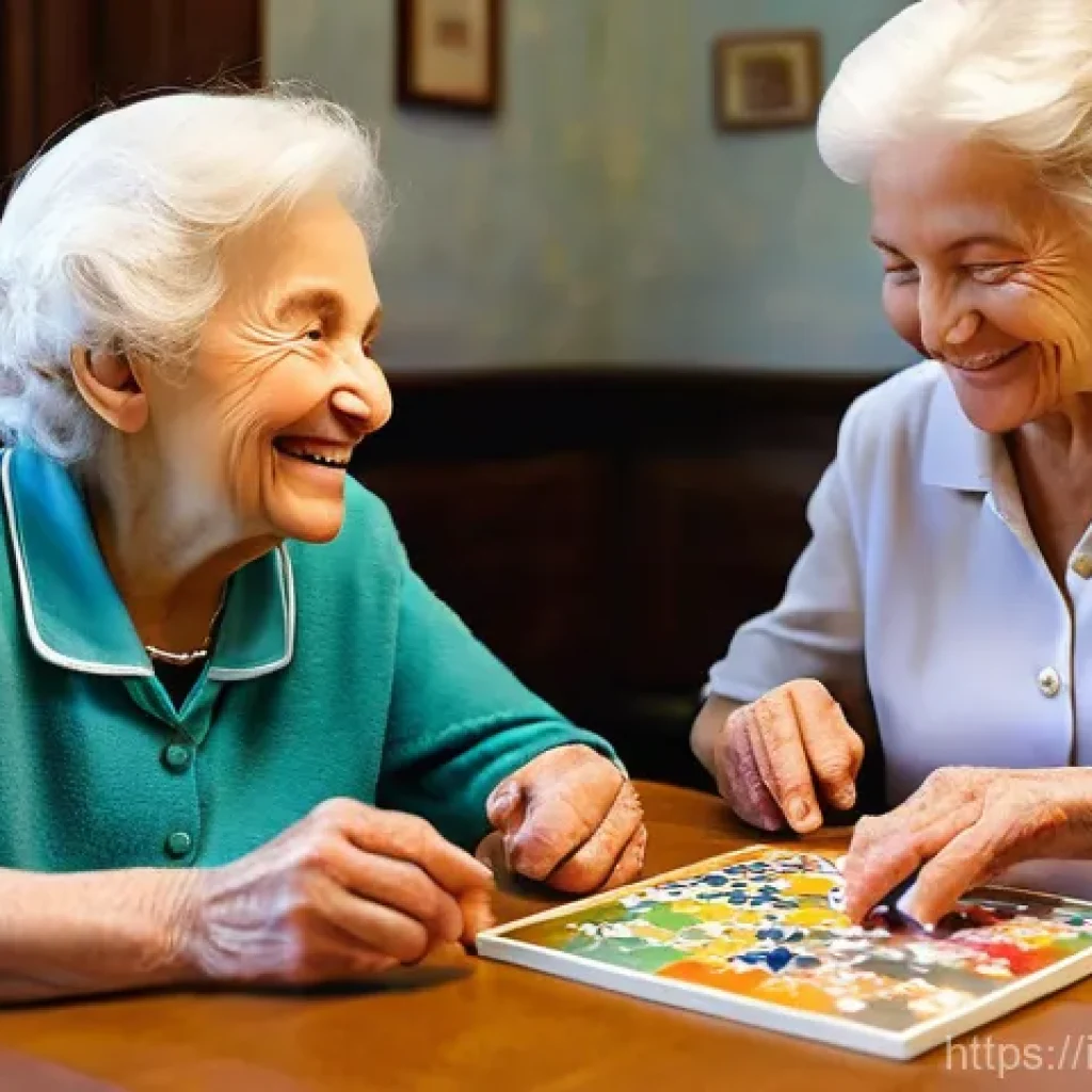 요양병원 간병 서비스 비교 - **Prompt 1: Vibrant "Casa di Riposo" Common Area**
    An elderly woman with a warm smile, dressed i...
