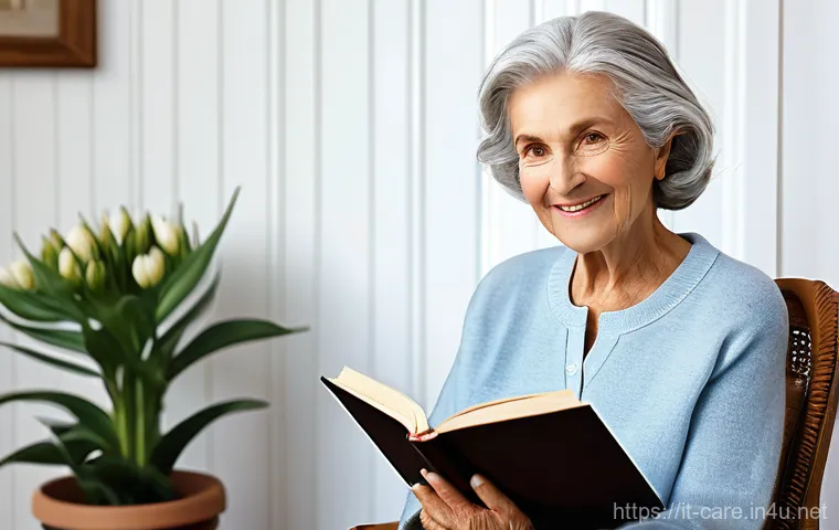 요양병원 환자 생활 지원 서비스 - **Prompt 1: Personalized Home Care and Comfort**
    "A serene and dignified elderly Italian woman i...