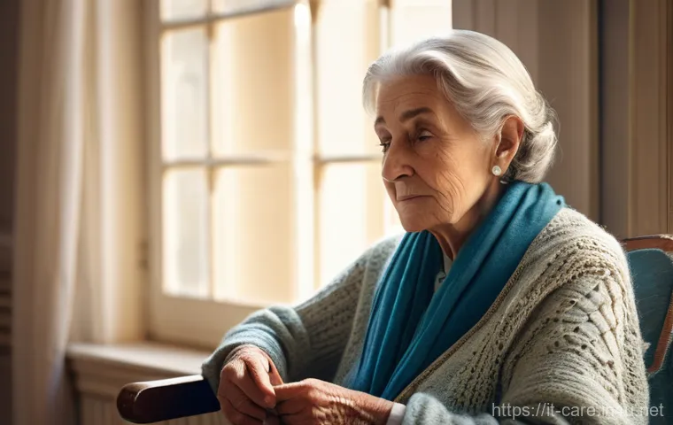 요양병원에서의 가족 면회 규칙 - **Prompt 2: Digital Connection with Family**
    "A clear, realistic image of a dignified elderly It...