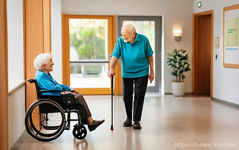 요양병원에서 치료 가능한 병 - **Prompt:** An inspiring image within a state-of-the-art physical therapy gym in an Italian assisted...