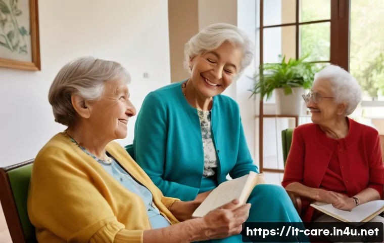 요양병원 방문 예약 방법 - **Prompt:** A heartwarming scene inside a bright, modern Italian elderly care residence. An elegantl...