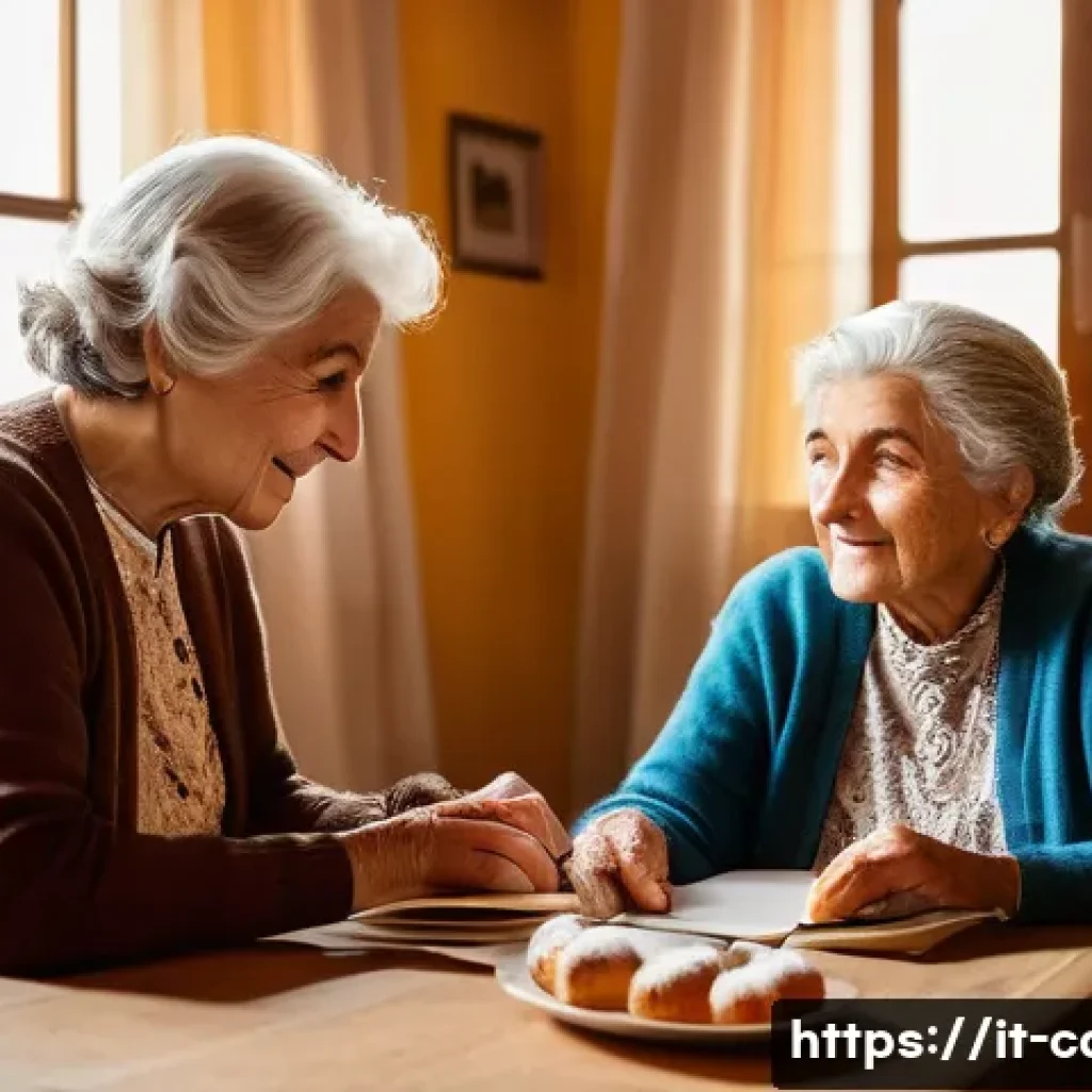 요양병원 장기입원 후기 - **Prompt:** A cozy, warmly lit Italian living room with an elderly nonna (grandmother) dressed in a ...