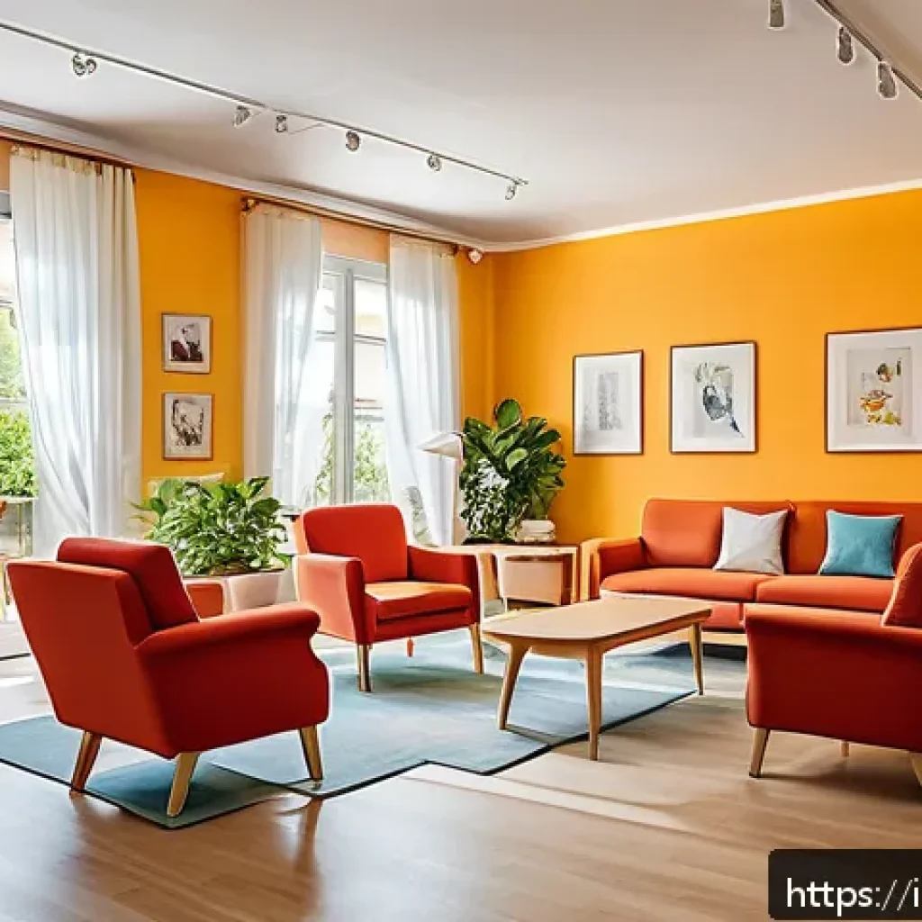 치매 환자 요양병원 서비스 비교 - A warm and inviting dementia care facility in Italy, featuring a bright, spacious living room with c...