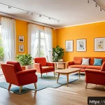 치매 환자 요양병원 서비스 비교 - A warm and inviting dementia care facility in Italy, featuring a bright, spacious living room with c...