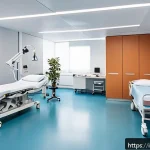 뇌졸중 재활 요양병원 - A modern neurological rehabilitation clinic interior in Italy, showcasing a multidisciplinary medica...